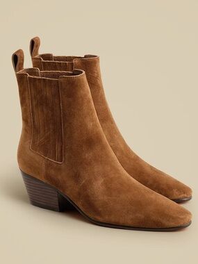 J. Crew Piper ankle boots in suede BT887 rich toffee $278 size 7.5 western
